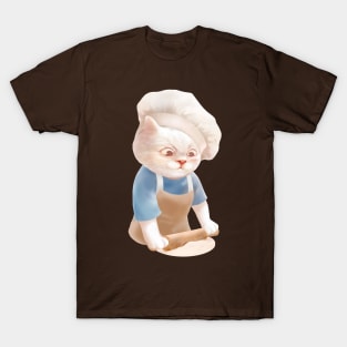 Cat In Chef Hat Rolling Dough T-Shirt